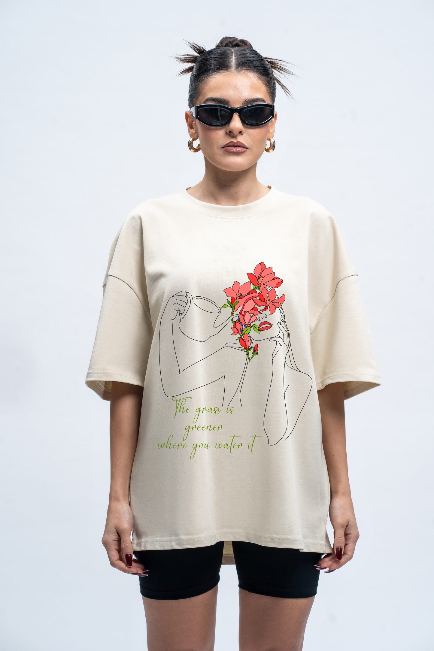 Oversized T-Shirt the grass is greener where you water it Sahar Fashion
