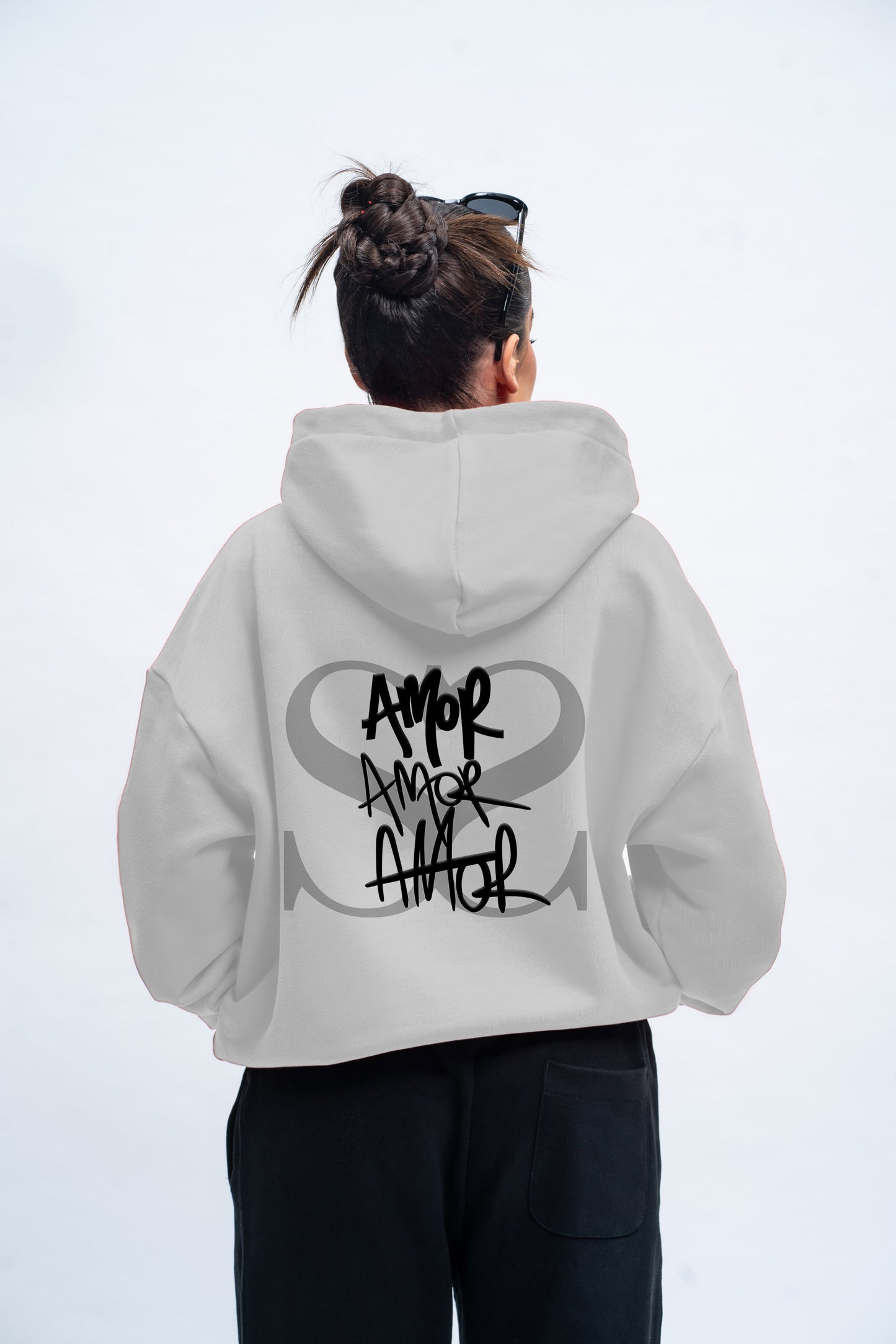 Sahar Fashion Oversized Hoodie Amor weiß